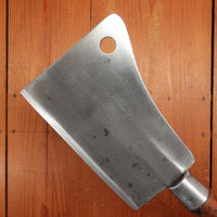 WM Beatty & Son 7" Cleaver Hand Forged Carbon Steel Turned Handle Chester PA USA 1880s-1900