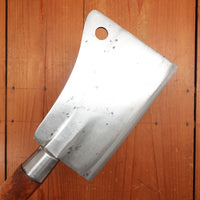 WM Beatty & Son 7" Cleaver Hand Forged Carbon Steel Turned Handle Chester PA USA 1880s-1900