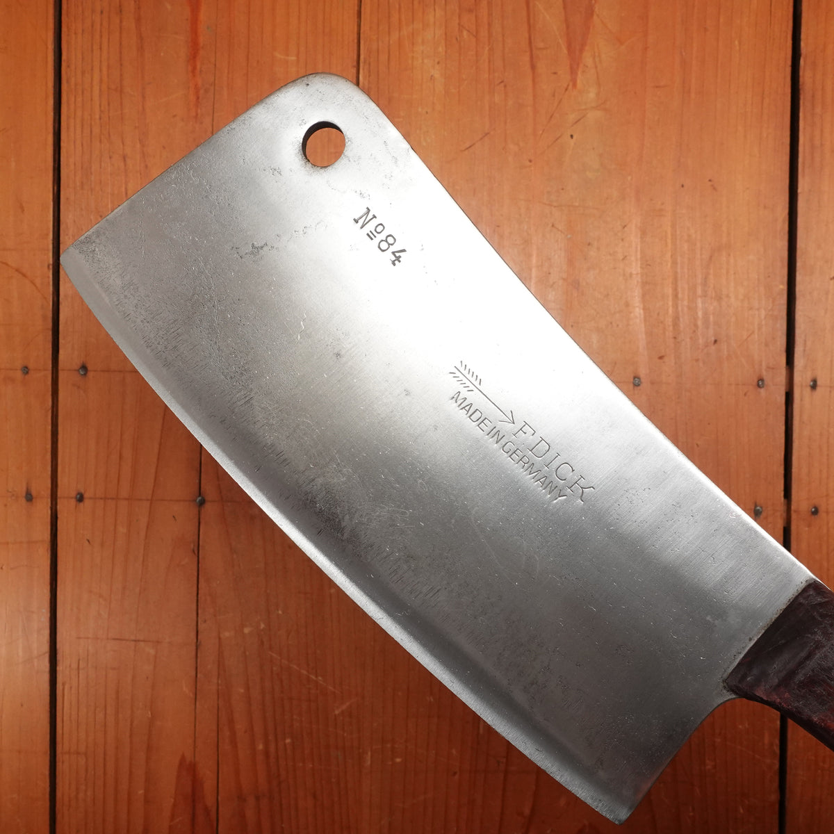 F Dick No. 84 4x62 9" Cleaver Carbon Steel Beech Germany 1950s -60s