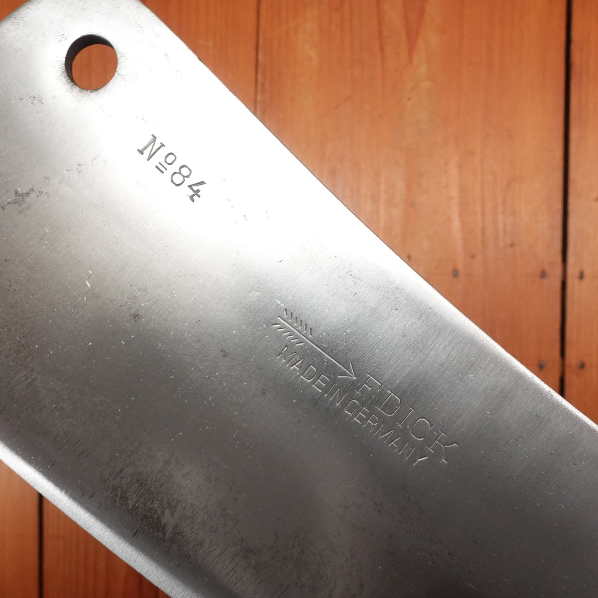 F Dick No. 84 4x62 9" Cleaver Carbon Steel Beech Germany 1950s -60s
