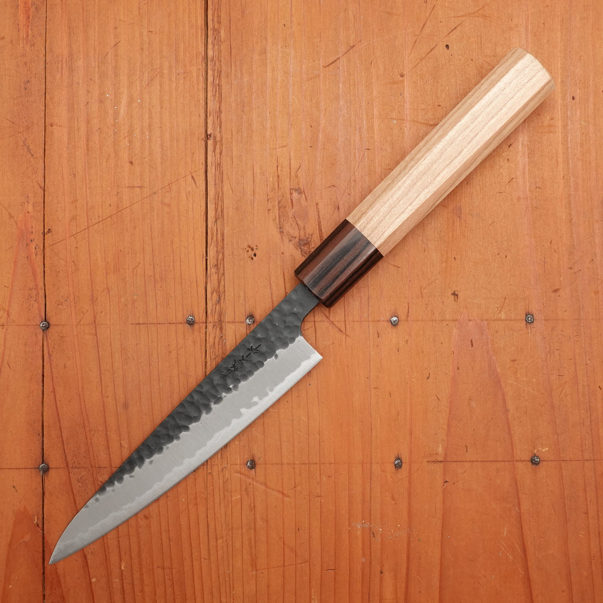 Hitohira Futana SB 135mm Petty Aogami Super Kurouchi Tsuchime Cherry Wood