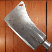 WM Beatty & Son 9" Cleaver / Hog-Splitter Hand Forged Carbon Steel Turned Handle Chester PA USA 1880s-1900