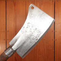 WM Beatty & Son 9" Cleaver / Hog-Splitter Hand Forged Carbon Steel Turned Handle Chester PA USA 1880s-1900
