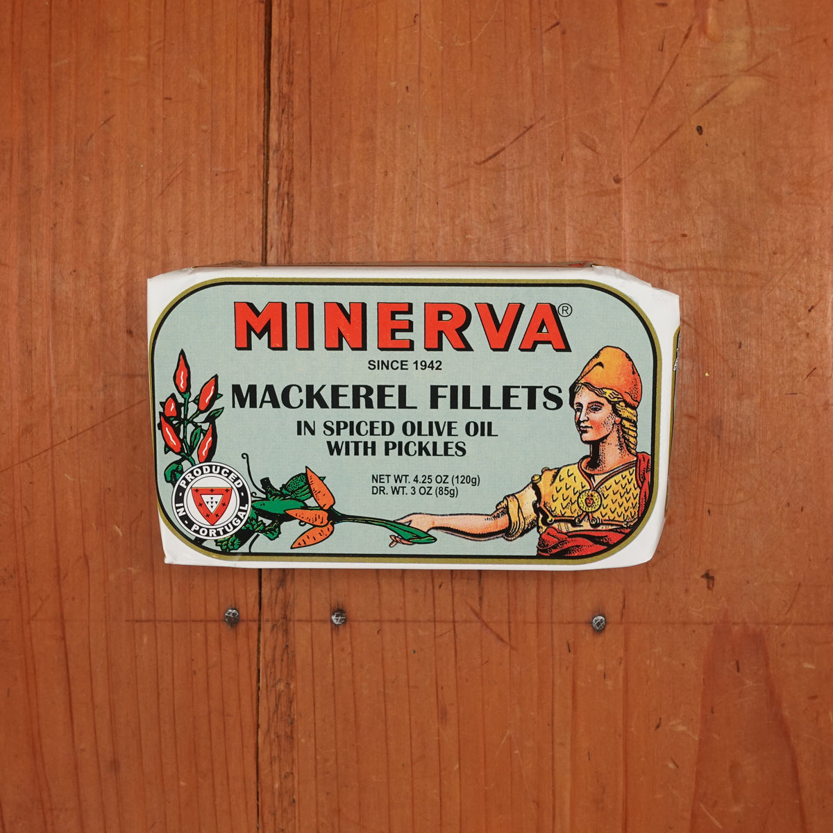 Minerva Mackerel Fillets in Spicy Olive Oil with Pickles - 120g