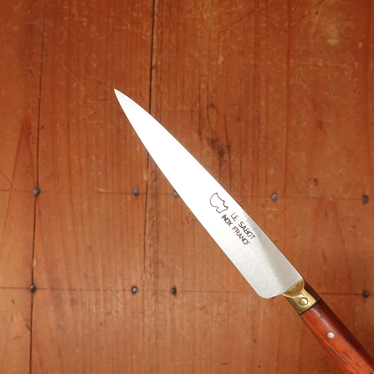 Au Sabot 4" Pointed Paring Stainless Camwood with Brass Bolster