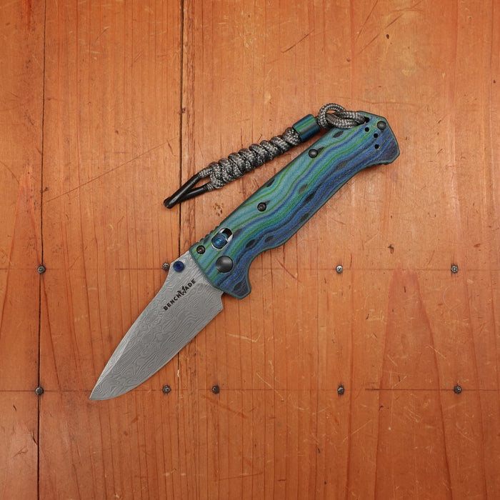Benchmade Limited Edition 18065-2501 Mini Adira Drop Point Damasteel AXIS Lock Thermocline G-Carta Handle #365