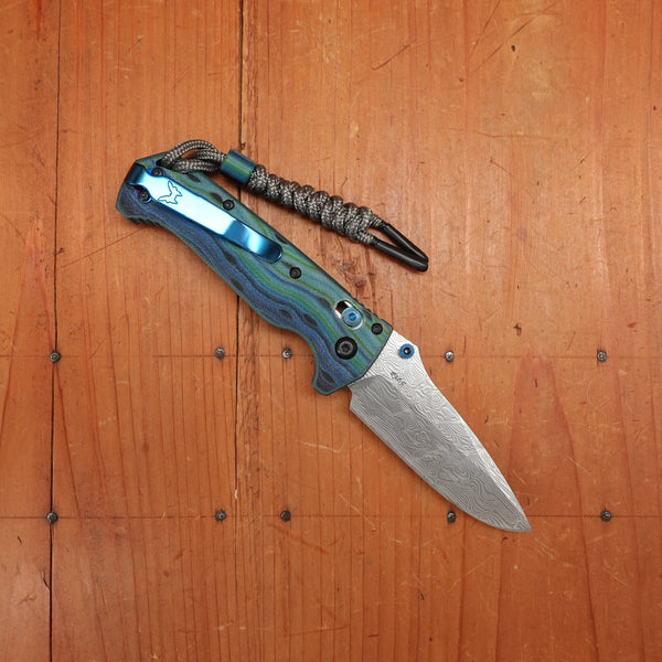 Benchmade Limited Edition 18065-2501 Mini Adira Drop Point Damasteel AXIS Lock Thermocline G-Carta Handle #365