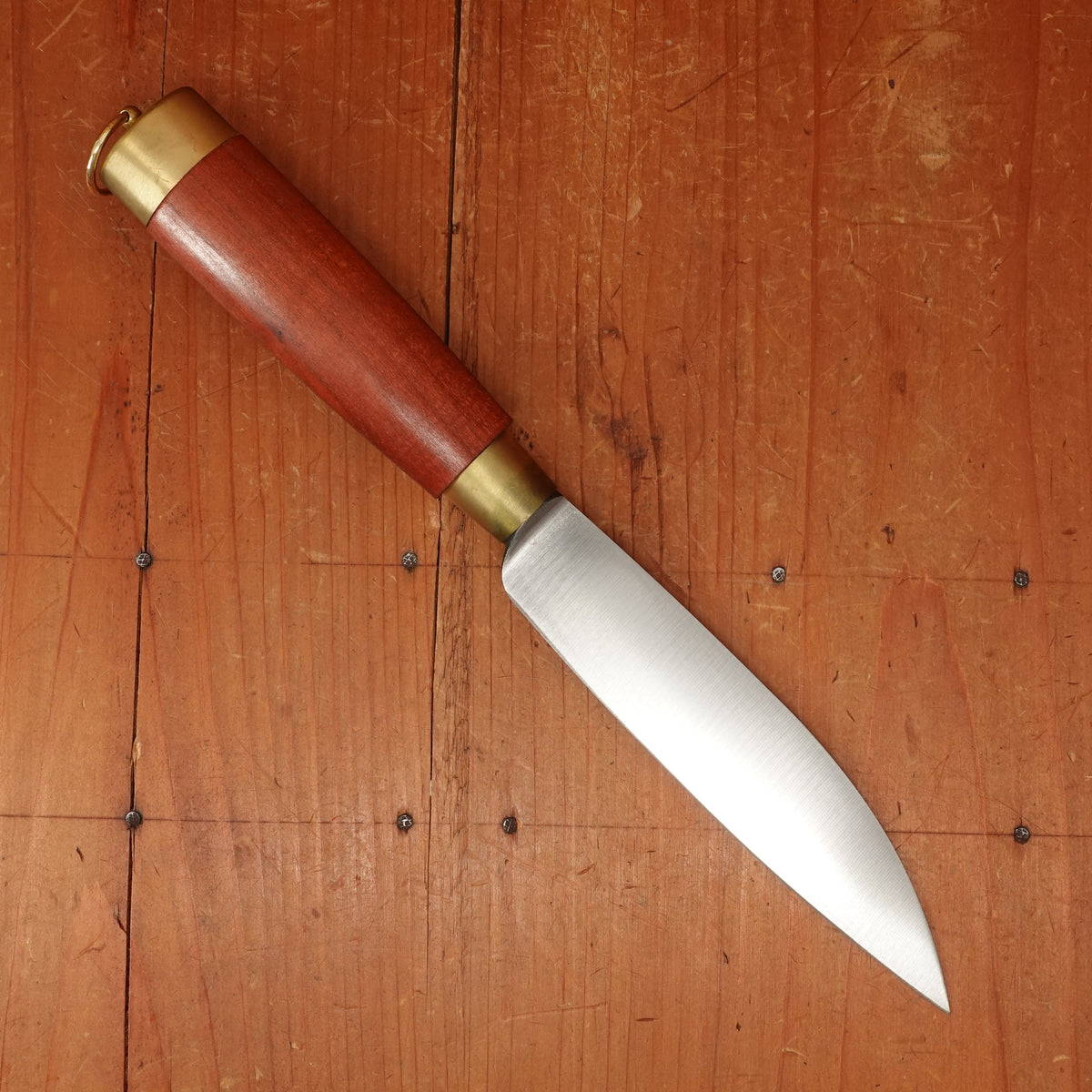 Friedr Herder 5” Old Farmer's Knife Flexible Carbon Cherry Handle with Brass Bolster and Loop