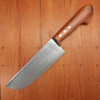 New Old Stock Pino Extra 9" Heavy Butcher Knife / Light Cleaver Carbon Plum Wood Handle Maniago, Italy ~1960s