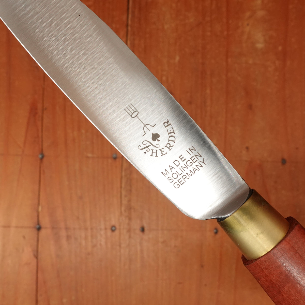 Friedr Herder 5” Old Farmer's Knife Flexible Carbon Cherry Handle with Brass Bolster and Loop