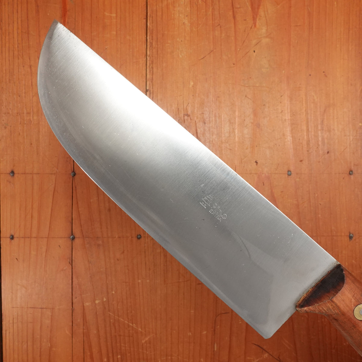 New Old Stock Pino Extra 9" Heavy Butcher Knife / Light Cleaver Carbon Plum Wood Handle Maniago, Italy ~1960s