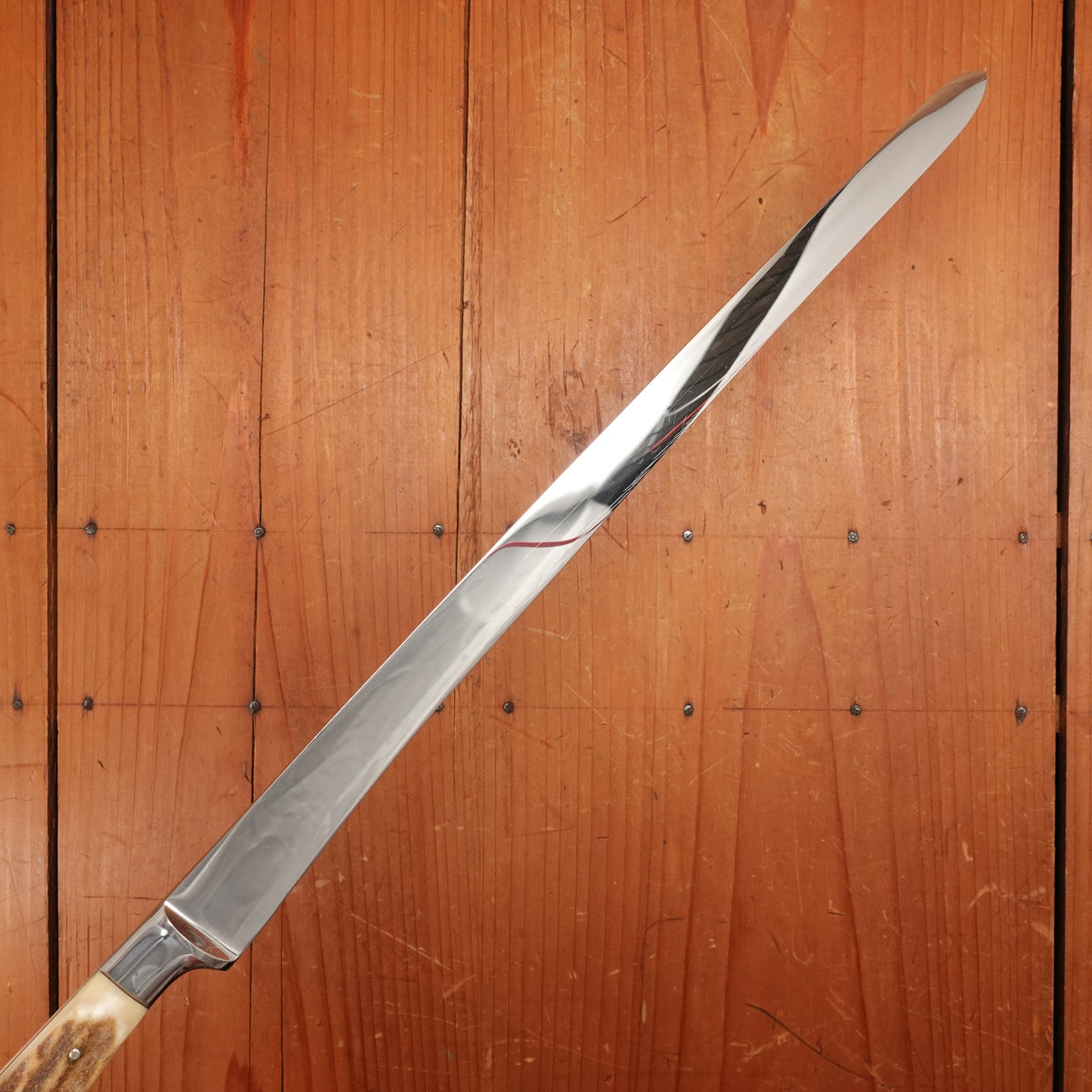 Anton Wingen Jr Carving Set Slicer Ham/Salmon & Fork Stainless Stag Solingen 1950s-60s