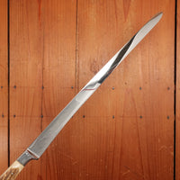 Anton Wingen Jr Carving Set Slicer Ham/Salmon & Fork Stainless Stag Solingen 1950s-60s