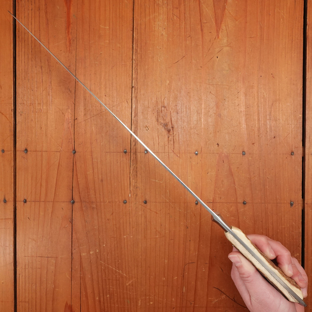 Anton Wingen Jr Carving Set Slicer Ham/Salmon & Fork Stainless Stag Solingen 1950s-60s
