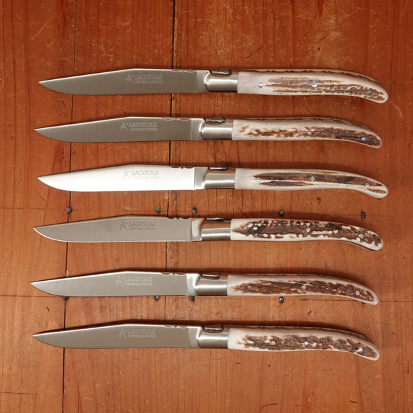 Fontenille Pataud Laguiole Steak Knife Set of 6 Stag