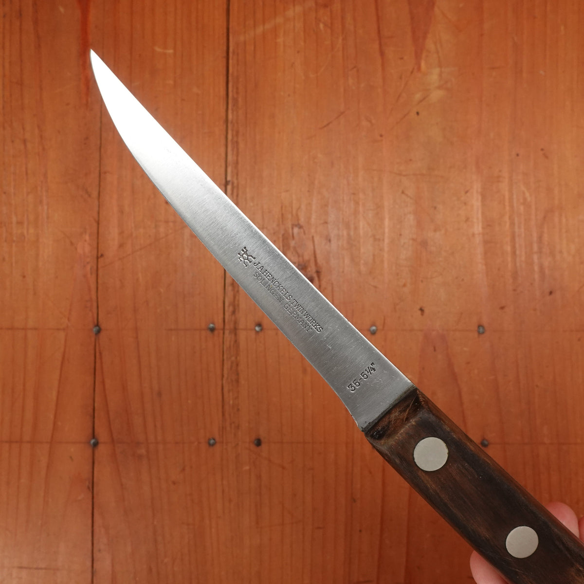 J A Henckels 5 1/4” Boning Knife Model 35-5 1/4” Carbon Steel Walnut Solingen 1950s