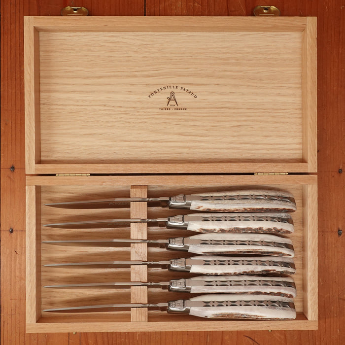 Fontenille Pataud Laguiole Steak Knife Set of 6 Stag
