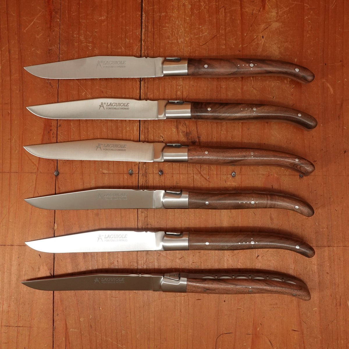 Fontenille Pataud Laguiole Steak Knife Set Walnut Handles - 6 Pieces