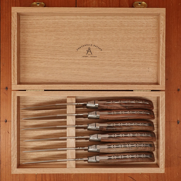 Fontenille Pataud Laguiole Steak Knife Set Walnut Handles - 6 Pieces