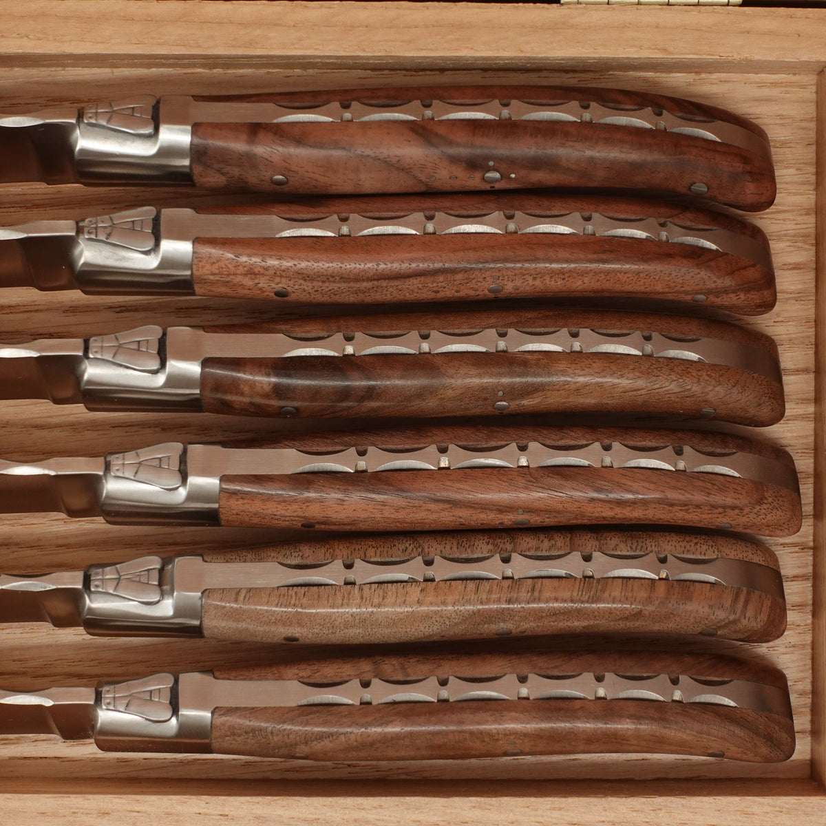 Fontenille Pataud Laguiole Steak Knife Set Walnut Handles - 6 Pieces
