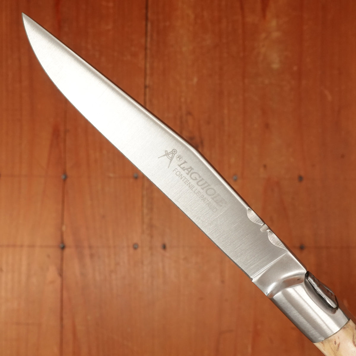 Fontenille Pataud Laguiole Steak Knife Set Stainless Curly Birch Handles - 6 Pieces