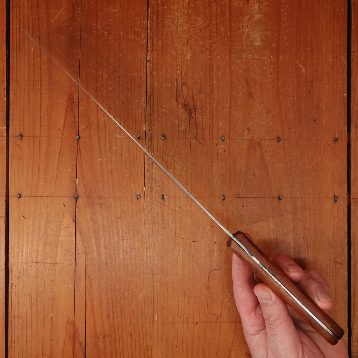 New Old Stock La Suprema 10.25" Pasta Knife Carbon Plum Wood Handle Maniago, Italy ~1950s 60s