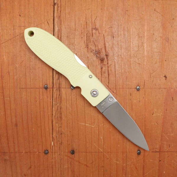 MOKI Coupe Folding Knife AUS-8 Lockback Grilon Cream Green Handle