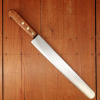 New Old Stock Pino Extra 12" Round Nosed Slicer Carbon Plum + Pin & Disc Handle Maniago, Italy ~1950s 60s