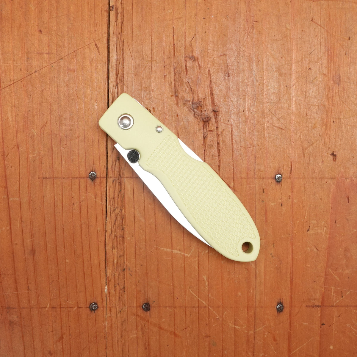 MOKI Coupe Folding Knife AUS-8 Lockback Grilon Cream Green Handle