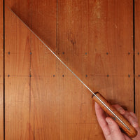 New Old Stock Pino Extra 12" Round Nosed Slicer Carbon Plum + Pin & Disc Handle Maniago, Italy ~1950s 60s