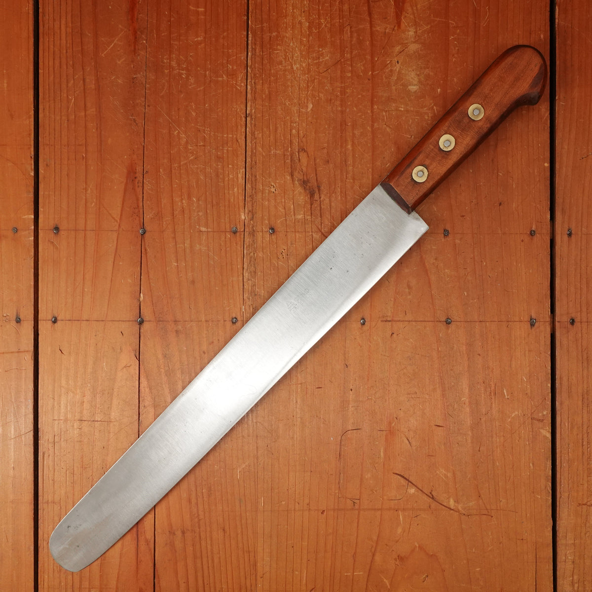 New Old Stock Pino Extra 12.5" Wide Round Nosed Slicer Carbon Plum + Pin & Disc Handle Maniago, Italy ~1950s 60s