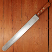 New Old Stock Pino Extra 14" Wide Round Nosed Slicer Carbon Plum + Pin & Disc Handle Maniago, Italy ~1950s 60s