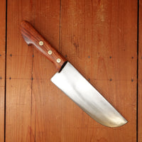 New Old Stock La Suprema 8.5" Heavy Butcher Knife / Light Cleaver Carbon Plum Wood Handle Maniago, Italy ~1950s 60s