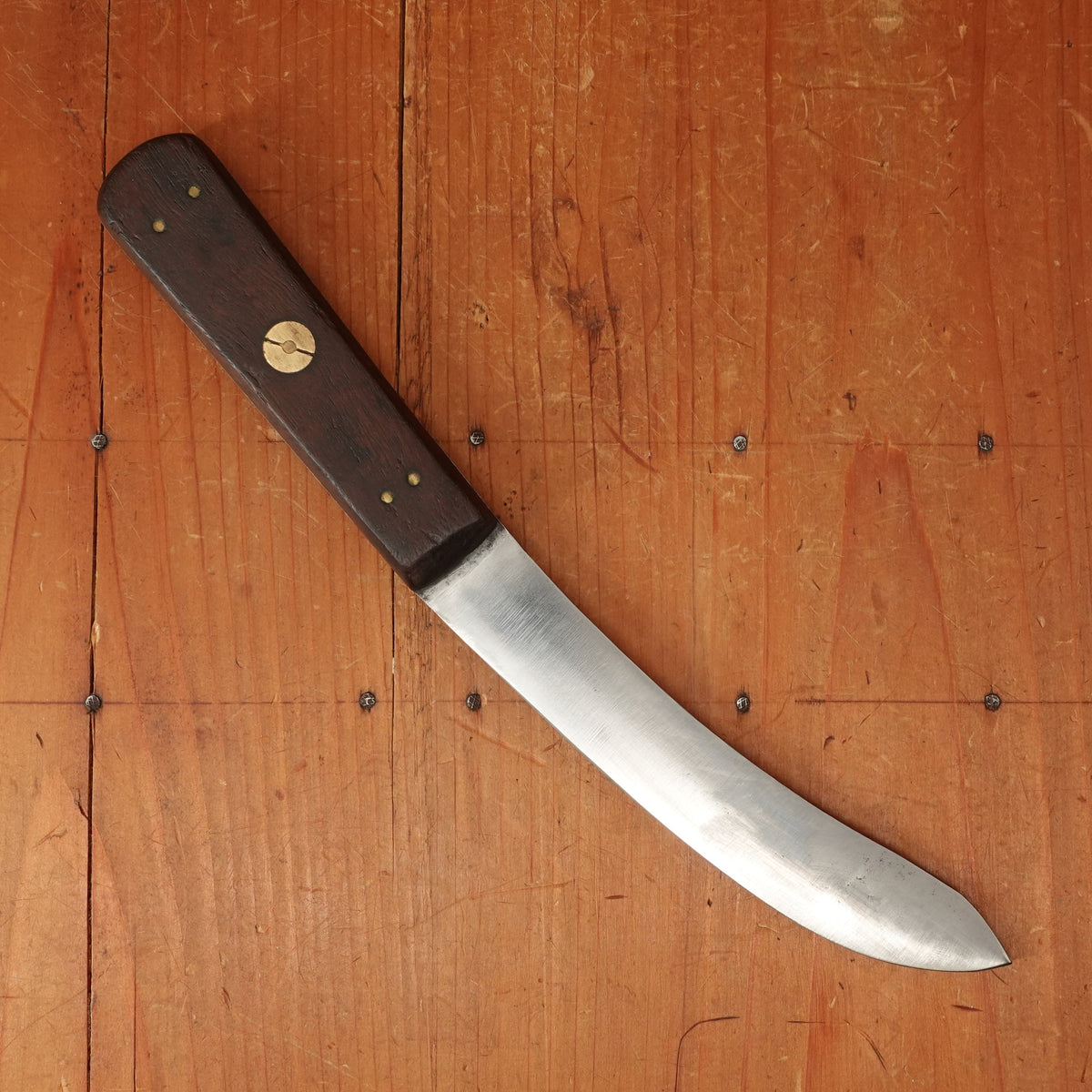 Joseph Rodgers & Sons 5.75" Skinning Knife Carbon Steel Rosewood & Brass Sheffield 1910-1930s