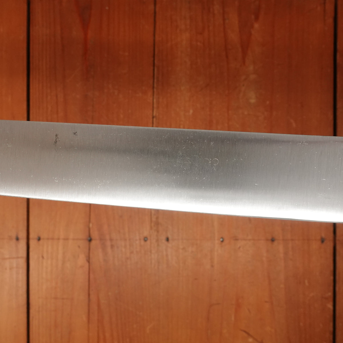 New Old Stock Pino Extra 12" Round Nosed Slicer Carbon Plum + Pin & Disc Handle Maniago, Italy ~1950s 60s