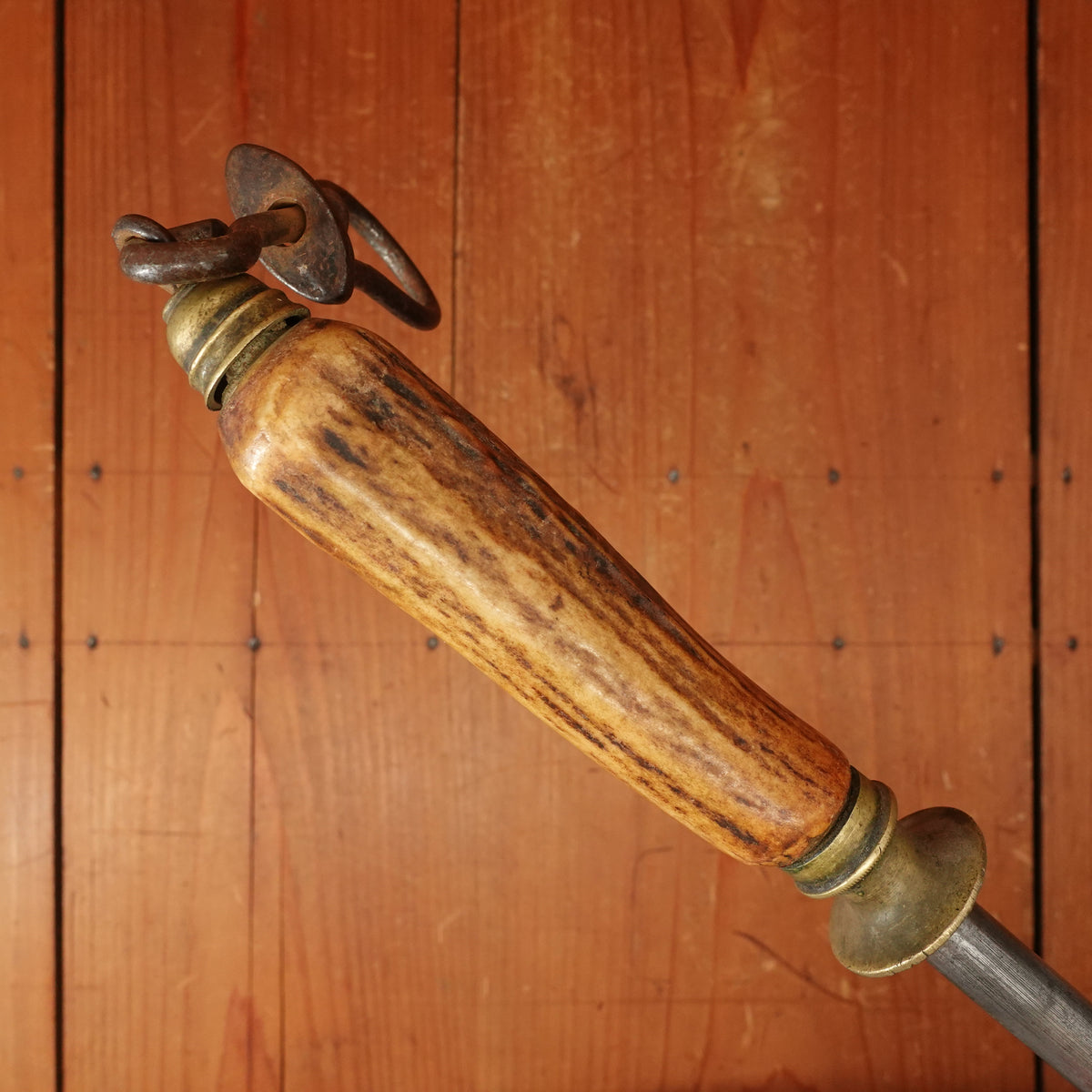 I Wilson 10" Sharpening Steel Carbon Steel Brass Stag 1890s-1920s