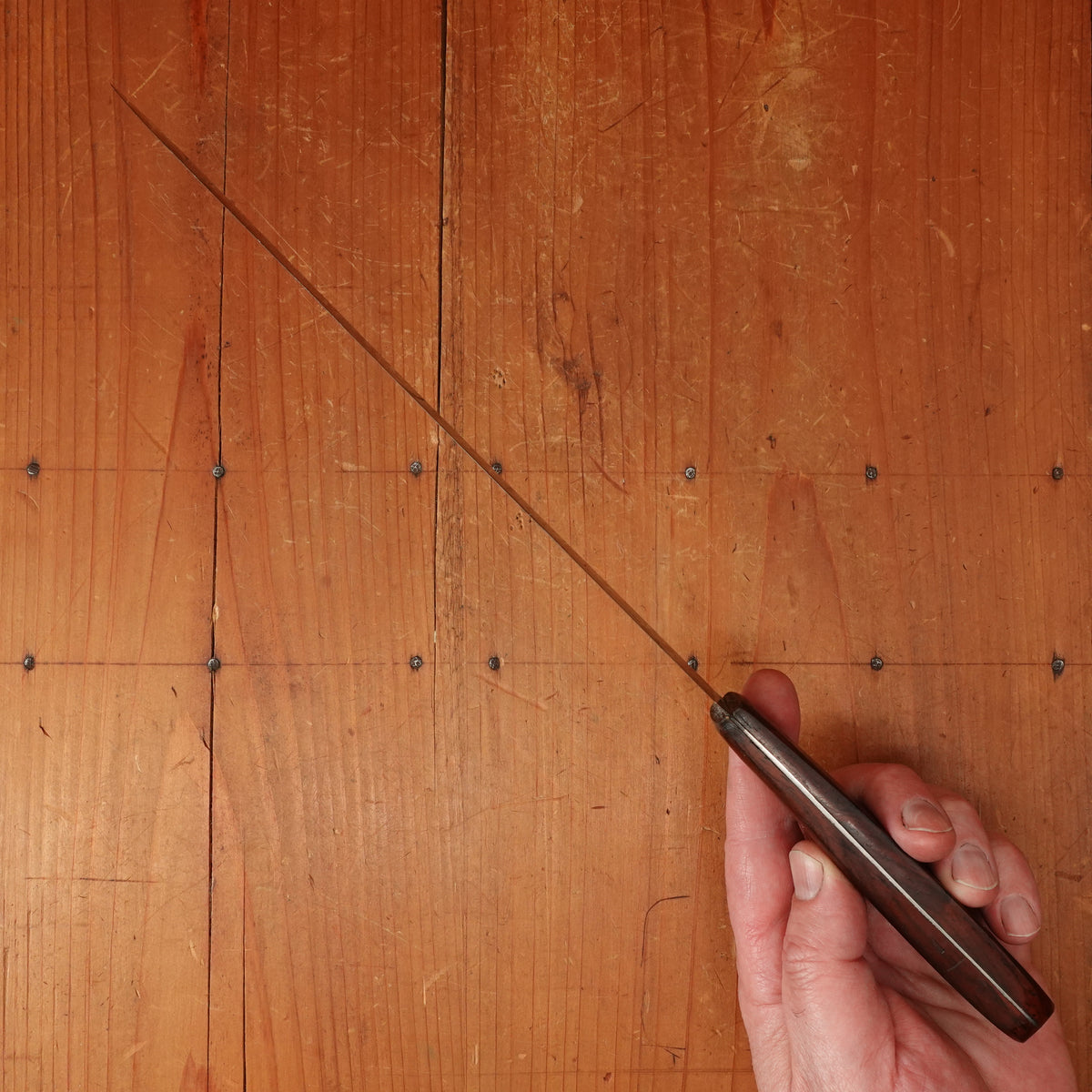 J A Henckels 9" Narrow Bullnose Semi Flex  Hand-Forged Carbon Steel 5 Pins Newer Rosewood Handle Solingen 1900-1920s