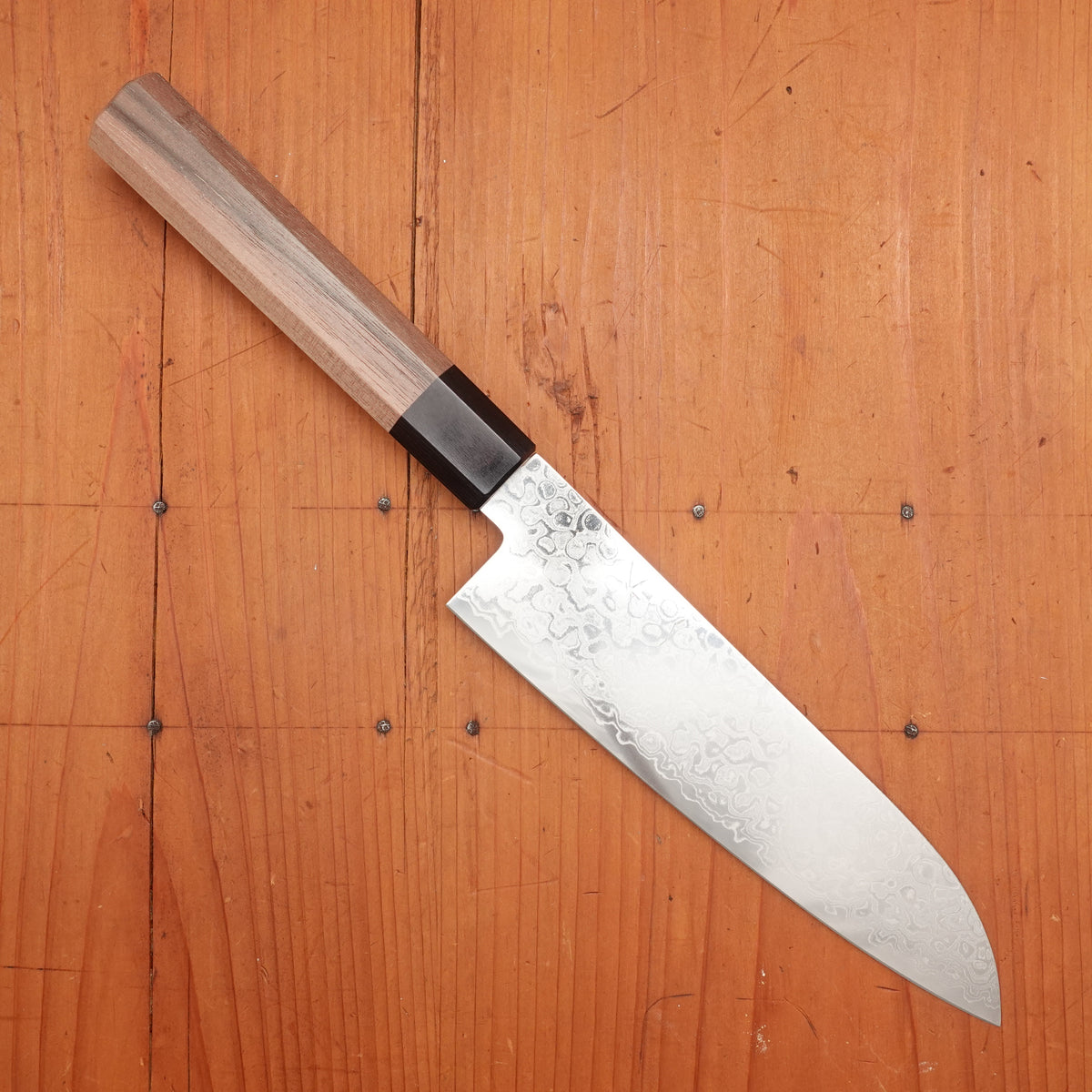 Hitohira HG 165mm Santoku Stainless Damascus Walnut Handle