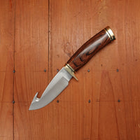 Buck 191 Zipper 4 1/4” Fixed Guthook 420HC Heritage Walnut Handle with Leather Sheath