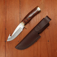 Buck 191 Zipper 4 1/4” Fixed Guthook 420HC Heritage Walnut Handle with Leather Sheath