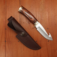 Buck 191 Zipper 4 1/4” Fixed Guthook 420HC Heritage Walnut Handle with Leather Sheath