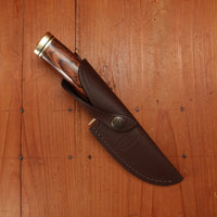 Buck 191 Zipper 4 1/4” Fixed Guthook 420HC Heritage Walnut Handle with Leather Sheath