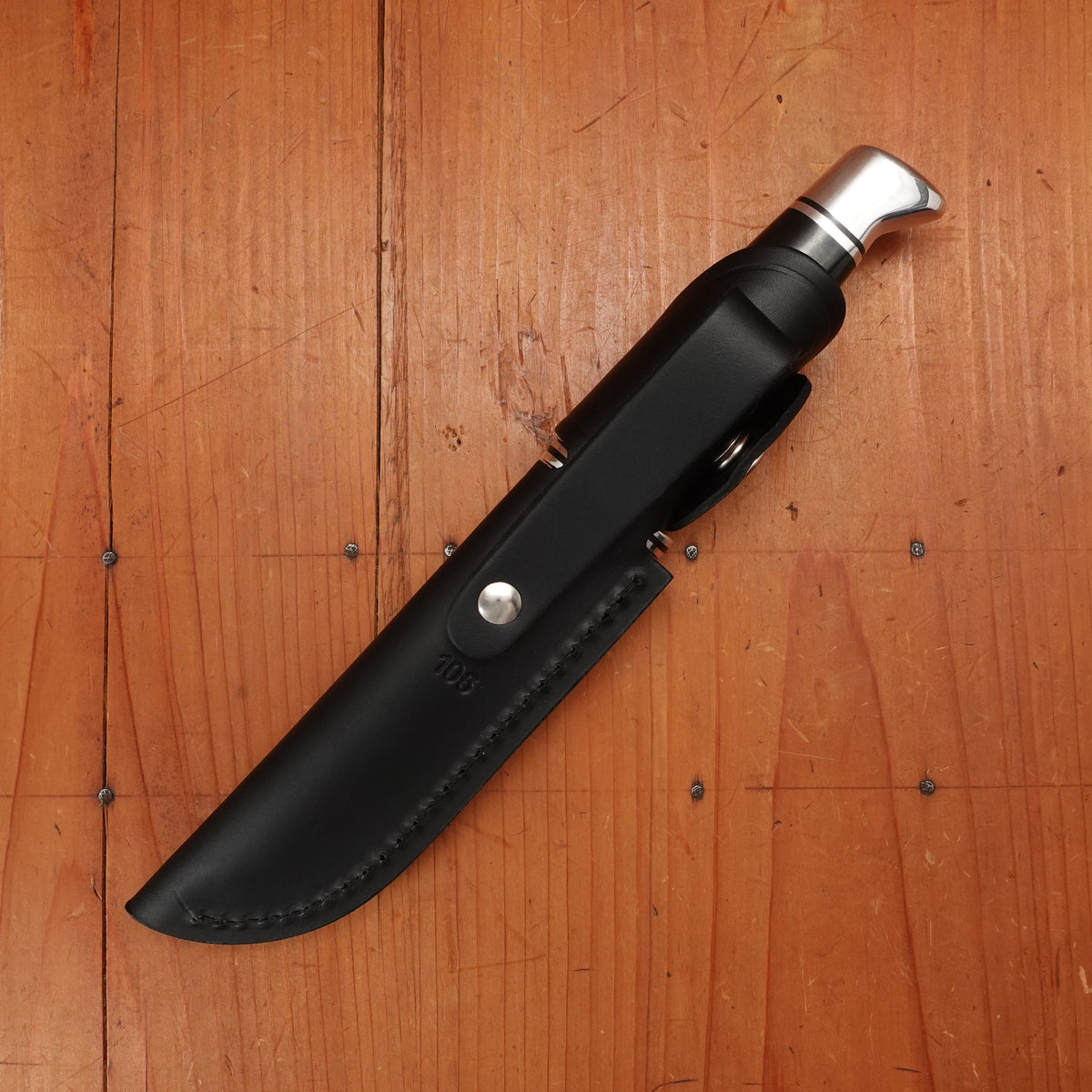 Buck 105 Pathfinder 5” Modified Clip Point 420HC Black Phenolic Handle with Leather Sheath