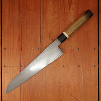 Rolin Knives 240mm Gyuto 26C3 Oil Quench Honyaki Octagonal Lignum Vitae Bone Blackwood Handle Cedar Saya