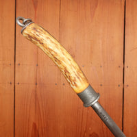 LF&C 14" Sharpening Steel Medium Cut Pewter & Stag USA 1920s-50s