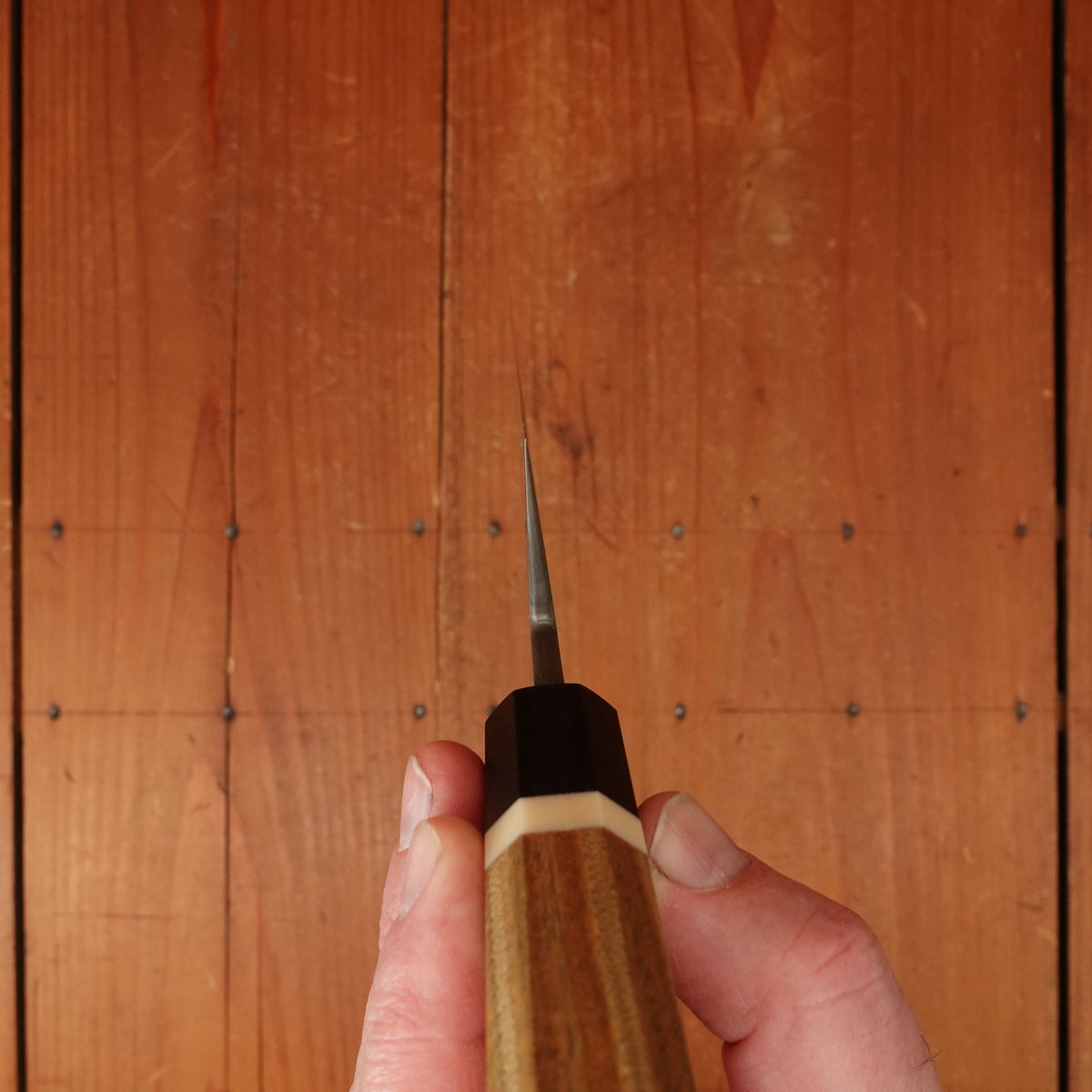 Rolin Knives 240mm Gyuto 26C3 Oil Quench Honyaki Octagonal Lignum Vitae Bone Blackwood Handle Cedar Saya