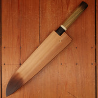 Rolin Knives 240mm Gyuto 26C3 Oil Quench Honyaki Octagonal Lignum Vitae Bone Blackwood Handle Cedar Saya