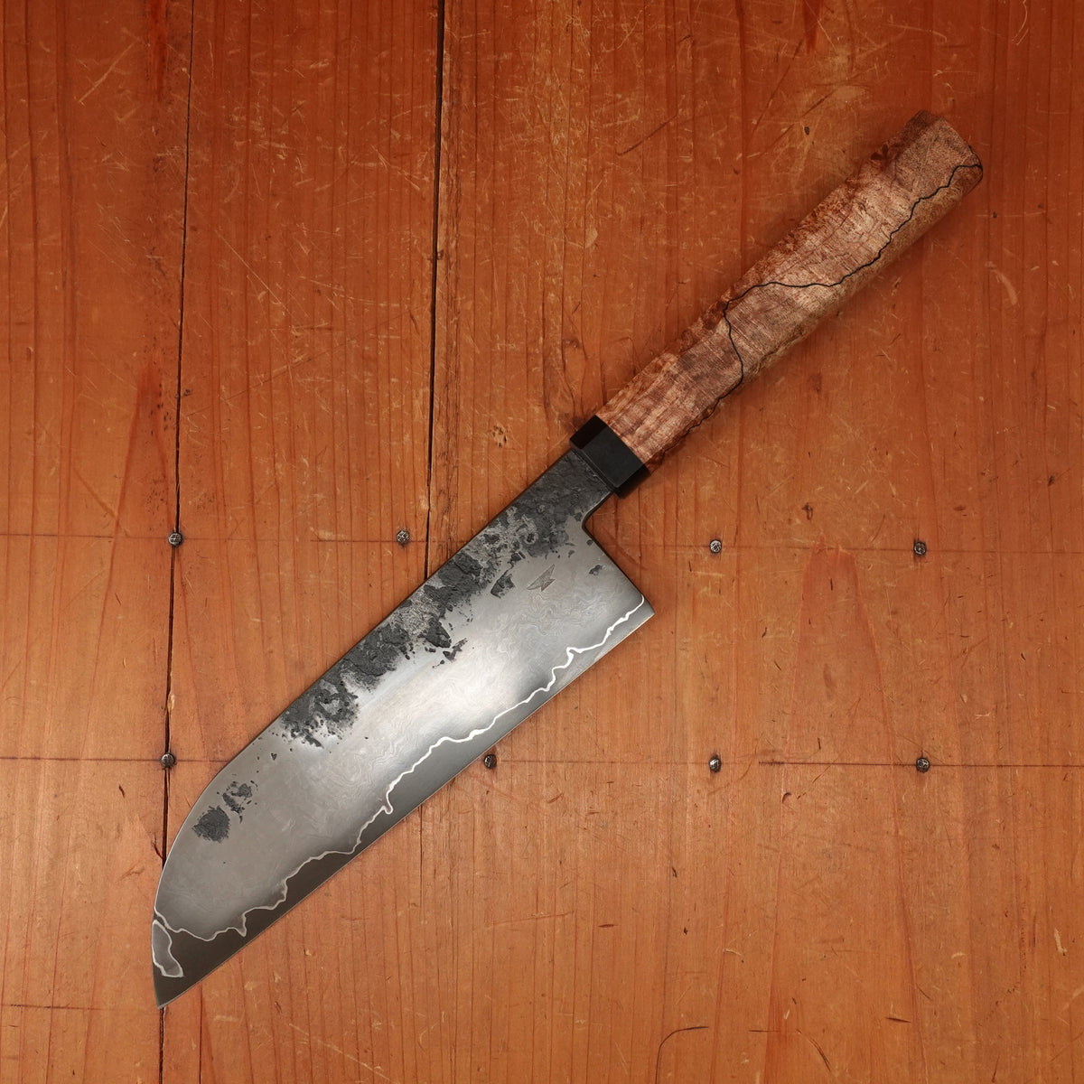 Rolin Knives GoMai 170mm Santoku A203 Clad Apex Ultra Spalted Maple Richlite