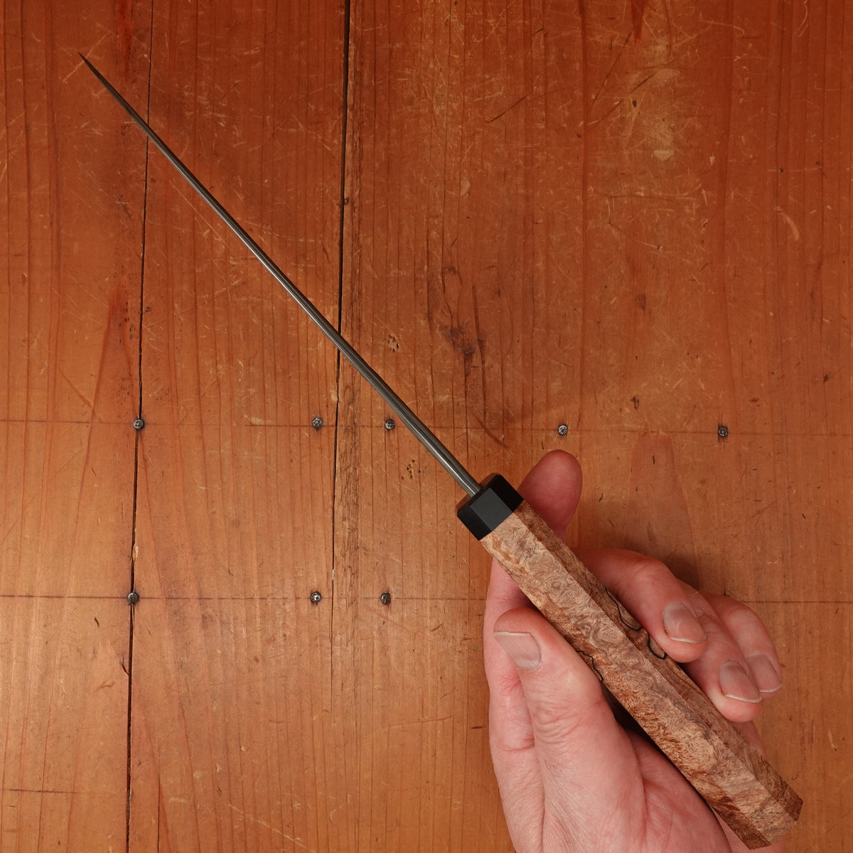 Rolin Knives GoMai 170mm Santoku A203 Clad Apex Ultra Spalted Maple Richlite