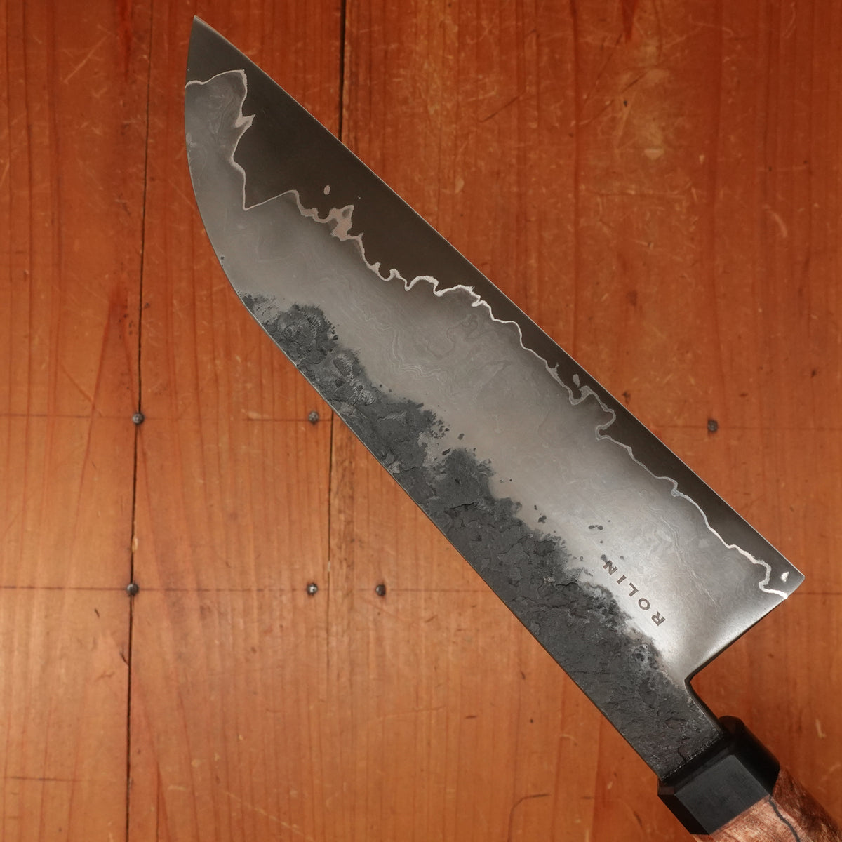 Rolin Knives GoMai 170mm Santoku A203 Clad Apex Ultra Spalted Maple Richlite